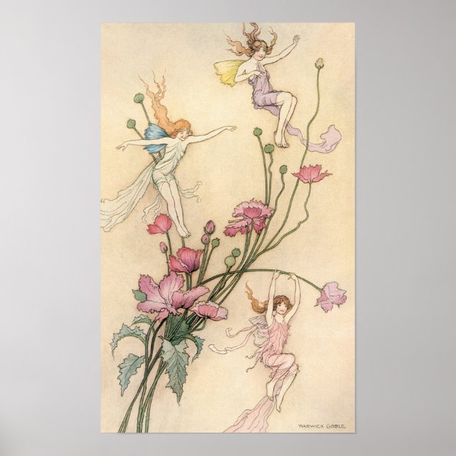 Vintage Märchen, drei Spirituosen gefüllt mit Freu Poster (Vorne)