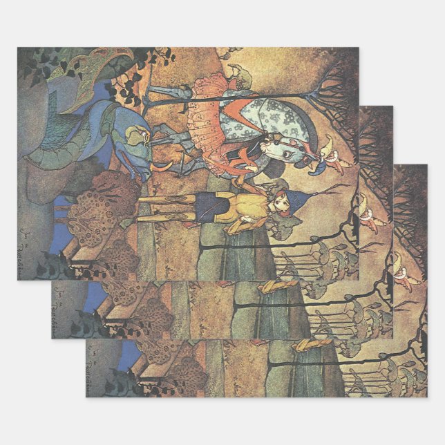 Vintage Märchen, ein tapferer Ritter und Drache Geschenkpapier Set (Set)