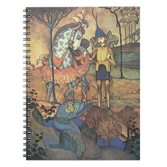 Vintage Märchen, ein tapferer Ritter und Drache Notizblock (Vorderseite)