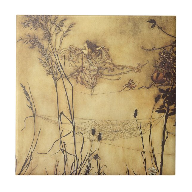 Vintage Märchen, Fairy's Tightrope von Rackham Fliese (Vorderseite)