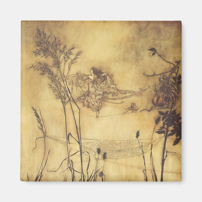 Vintage Märchen, Fairy's Tightrope von Rackham Magnet (Vorne)