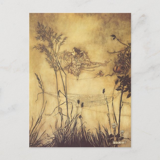 Vintage Märchen, Fairy's Tightrope von Rackham Postkarte (Vorderseite)