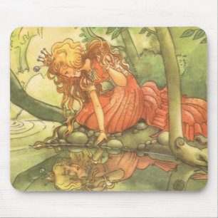 Vintage Märchen, Froschprinzessin am Teich Mousepad