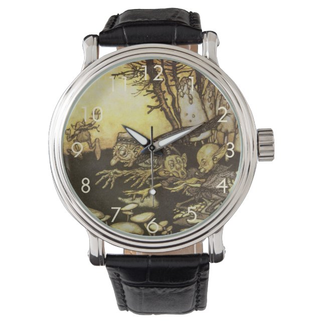 Vintage Märchen, Gruppe der Arbeiter von Rackham Armbanduhr (Vorderseite)