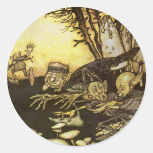 Vintage Märchen, Gruppe von Arbeitern von Rackham Runder Aufkleber