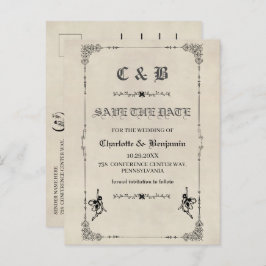 Vintage Märchen Hochzeit speichern das Datum Ankündigungspostkarte