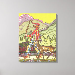 Vintage Märchen, Junge und der Nordwind, Hauman Leinwanddruck