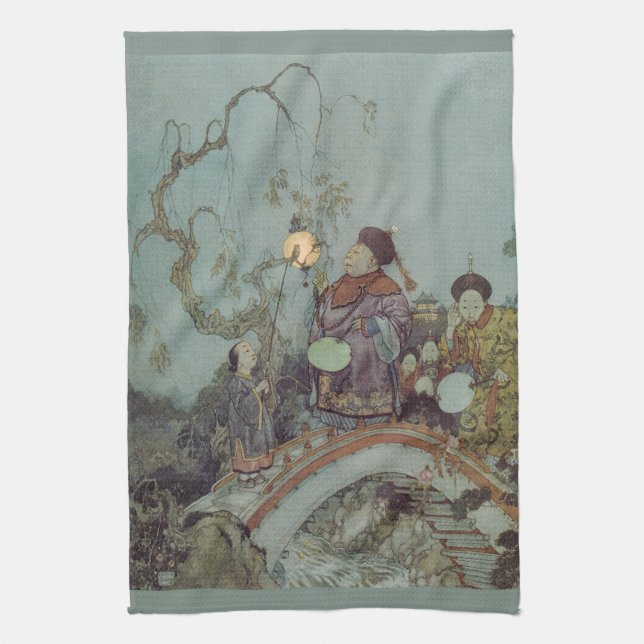 Vintage Märchen, Nachtigall von Edmund Dulac Geschirrtuch (Vertikal)