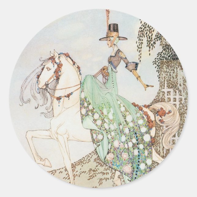 Vintage Märchen, Prinzessin Minette, Kay Nielsen Runder Aufkleber (Vorderseite)