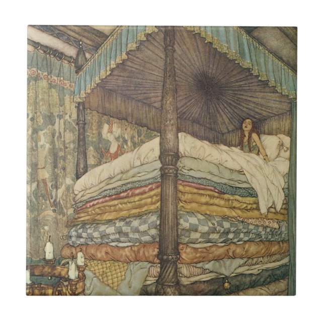 Vintage Märchen, Prinzessin und Pea, Edmund Dulac Fliese (Vorderseite)