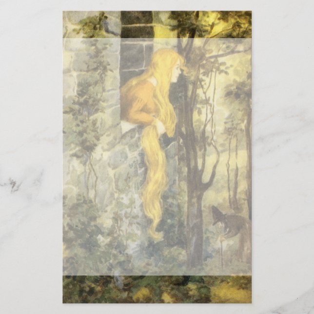 Vintage Märchen, Rapunzel mit Langblonde Briefpapier (Vorderseite)
