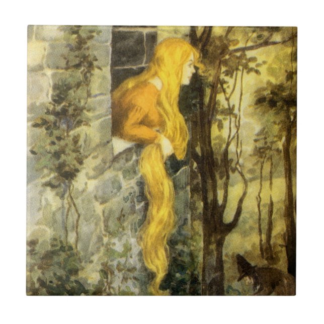 Vintage Märchen, Rapunzel mit Langblonde Fliese (Vorderseite)