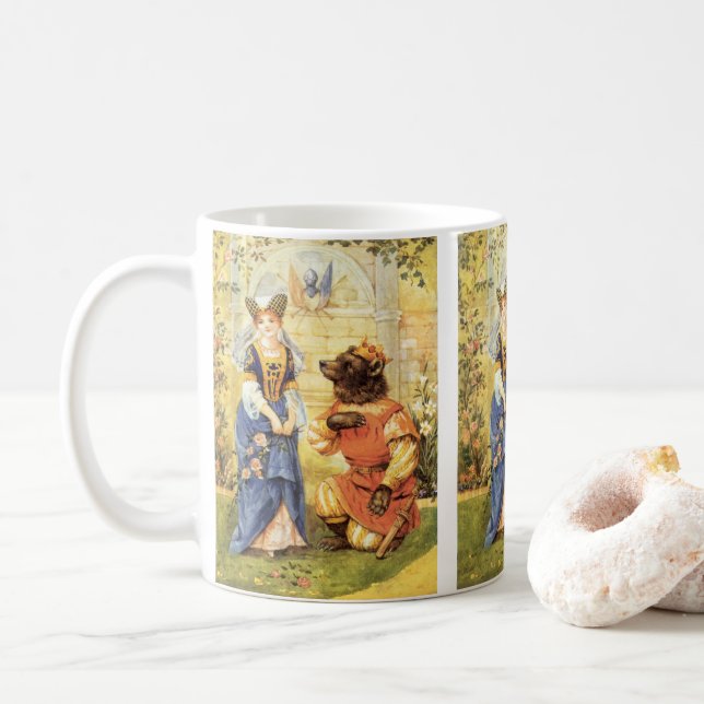 Vintage Märchen, Schönheit und Bestie Kaffeetasse (Mit Donut)