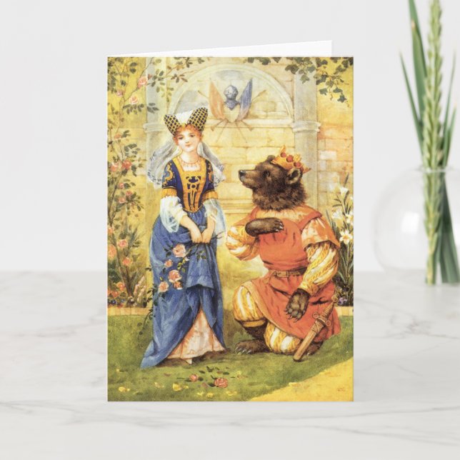 Vintage Märchen, Schönheit und Bestie Karte (Vorderseite)