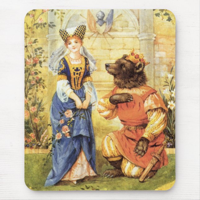Vintage Märchen, Schönheit und Bestie Mousepad (Vorne)