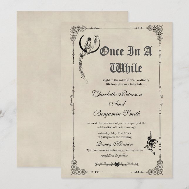 Vintage Märchen-Storybook-Hochzeit Einladung (Vorne/Hinten)