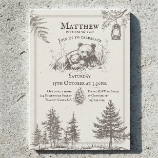 Vintage-Märchenbuch-Stil Waldtier-Geburtstag Einladung