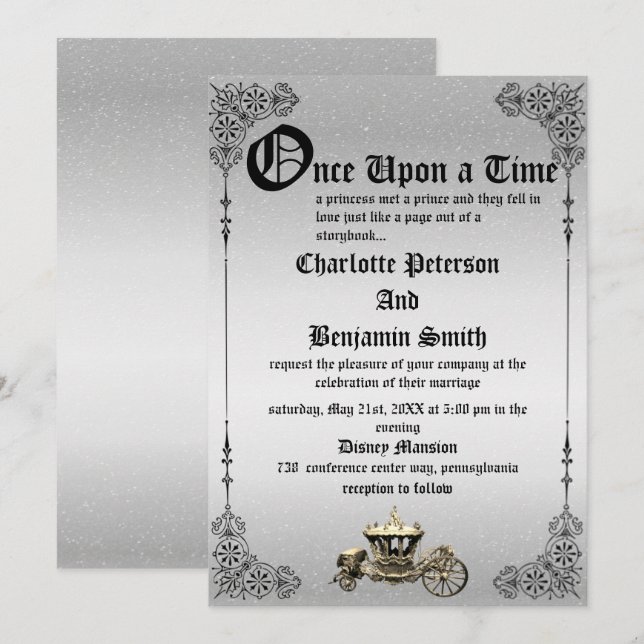 Vintage Märchenhochzeit Einladung (Vorne/Hinten)