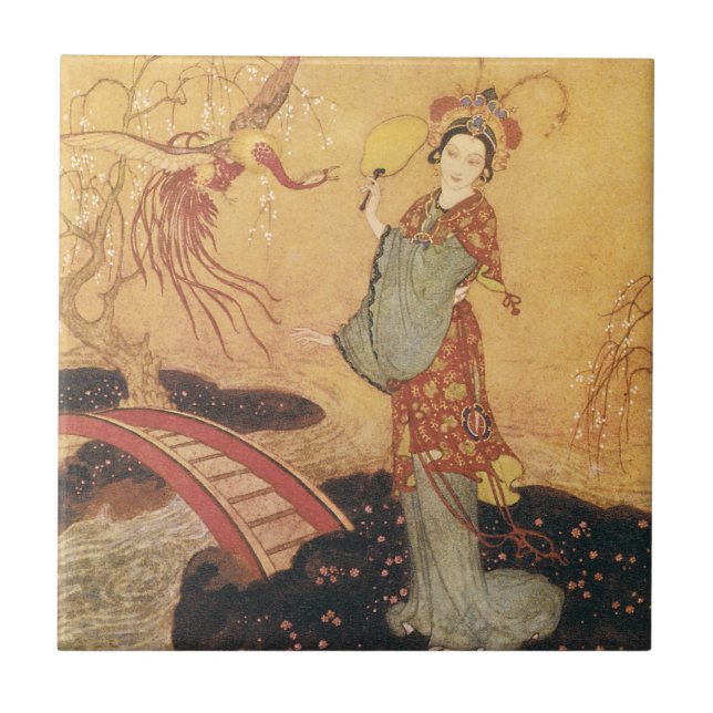 Vintage Märchenprinzessin Badoura, Edmund Dulac Fliese (Vorderseite)