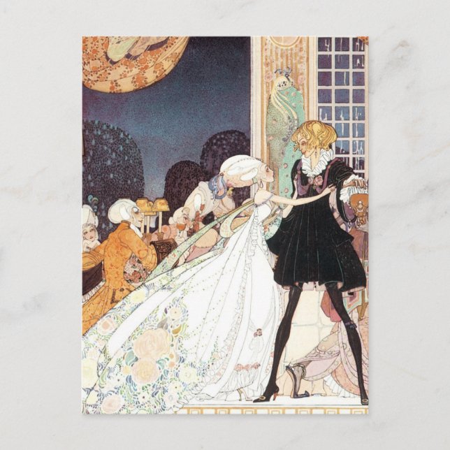 Vintage Märchenprinzessin Hochzeit speichern Sie d Ankündigungspostkarte (Vorderseite)