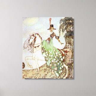 Vintage Märchenprinzessin reiten beim Weißen Pferd Leinwanddruck