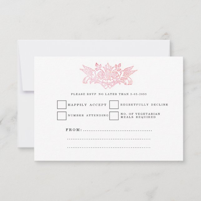 Vintage Märchenvögel Hochzeitskarten RSVP Karte (Vorderseite)