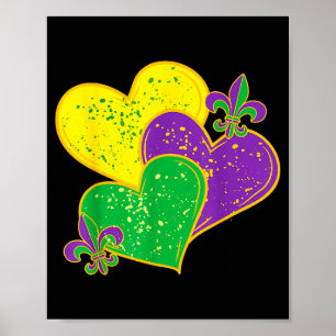 Vintage Mardi Gras 2025 Süße Herzen Valentinstag F Poster