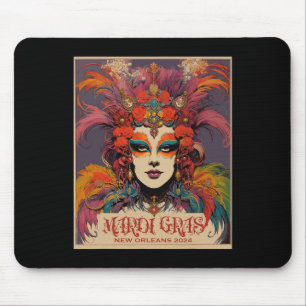 Vintage Mardi Gras Frauen  Mousepad
