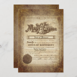 Vintage Mariage Certificat Invitation
