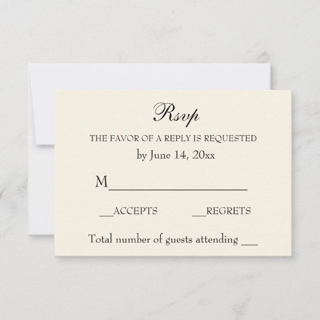 Vintage mariage élégant RSVP crème sophistiquée (Devant)