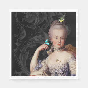 Vintage Marie Antoinette, schwarz mit Schloss und  Serviette