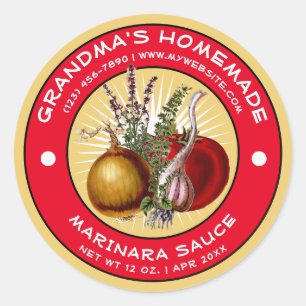 Vintage Marinara Sauce-Label-Vorlage Runder Aufkleber