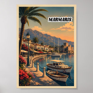 Vintage Marmaris Türkei Reiseplakat Kunst drucken Poster