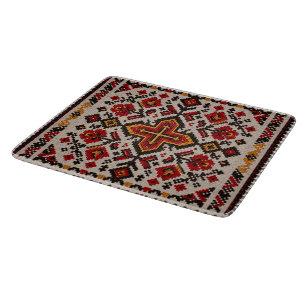 Vintage marokkanisches Stammes-Orange-Blumenmuster Schneidebrett