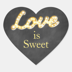 Vintage Marquee Lights Love is Sweet - Schiefertaf Herz-Aufkleber