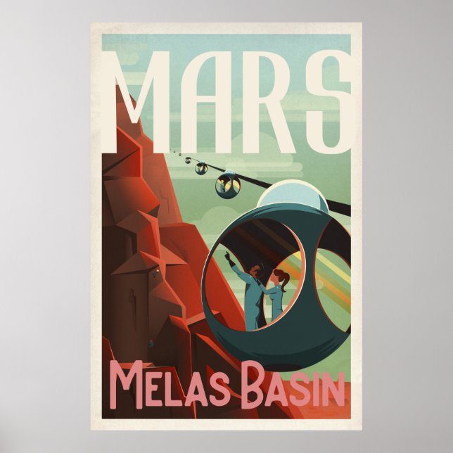 Vintage Mars reisen Kunstposter Poster (Vorne)