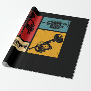 Vintage-Marschbläser-Trompeter-Retro-Design Geschenkpapier