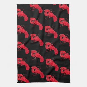 Vintage Marsden Hartley Roter Hummer auf schwarzer Geschirrtuch