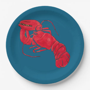 Vintage Marsden Hartley Roter Hummer auf schwarzer Pappteller