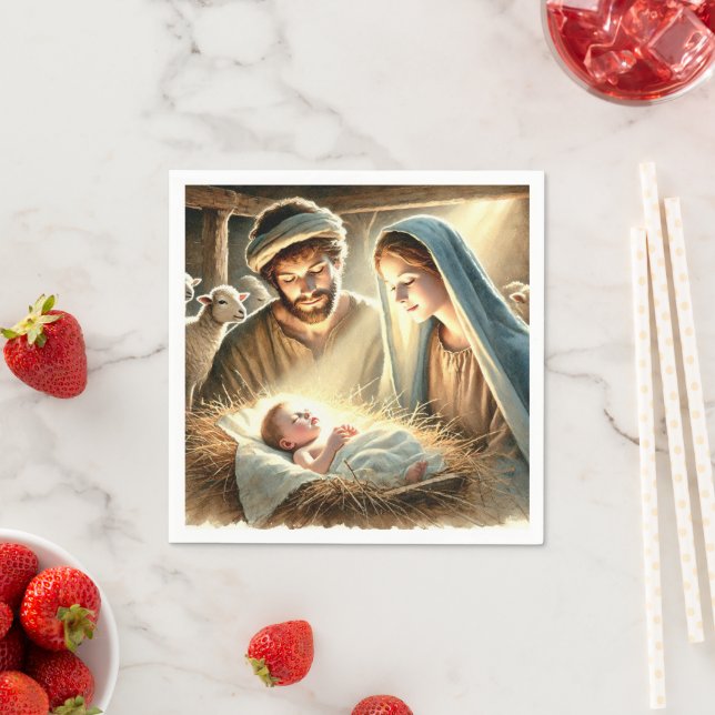 Vintage Mary Joseph & Jesus Krippe Dekoupage Serviette (Beispiel)