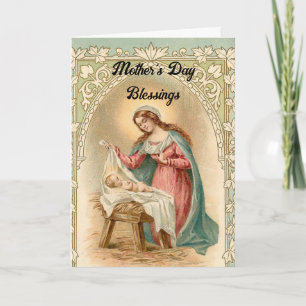 Vintage Mary und Baby Jesus Grußkarte Karte