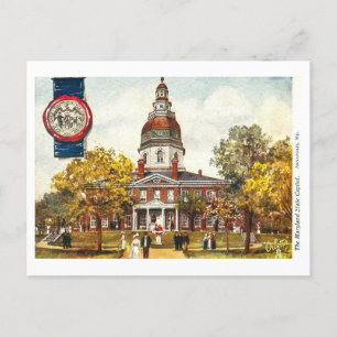 Vintage Maryland-Hauptstadt mit Siegel Postkarte