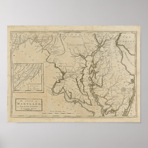 Vintage Maryland-Karte 1795 Poster