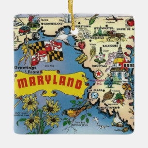 Vintage-Maryland-Karte  Keramikornament