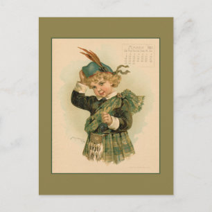 Vintage März 1891 schöne Kinderzeichnung Postkarte