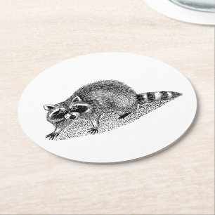 Vintage Maskierter Waschbär Runder Pappuntersetzer