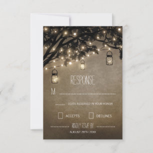 Vintage-Mason-Glas-Eichen-Hochzeit-RSVP-Karten RSVP Karte