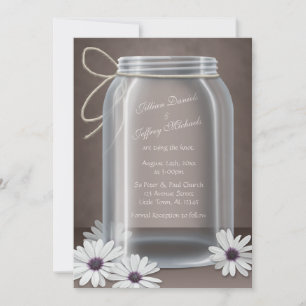 Vintage Mason Jar Daisy Invitations Brown de maria