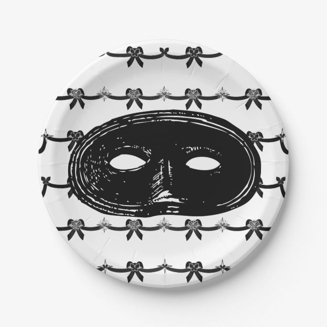 Vintage Masquerade-Party-Maske Pappteller (Vorderseite)