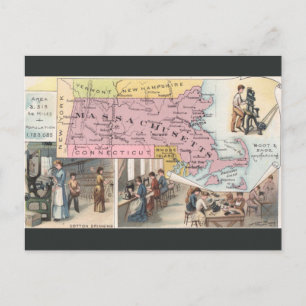 Vintage-Massachusetts-Karte Postkarte